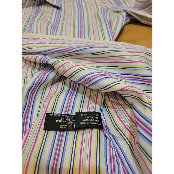 RALPH LAUREN Black Label Striped Shirt Womens 12 M L LS Top Rainbow - Picture 6 of 8